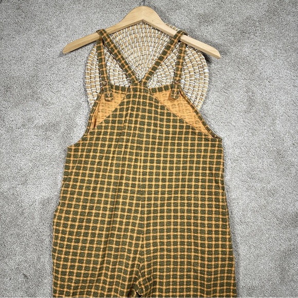 Known Supply Women’s Organic Cotton Cadence Overall Retro in Apricot Plaid M - Picture 7 of 14